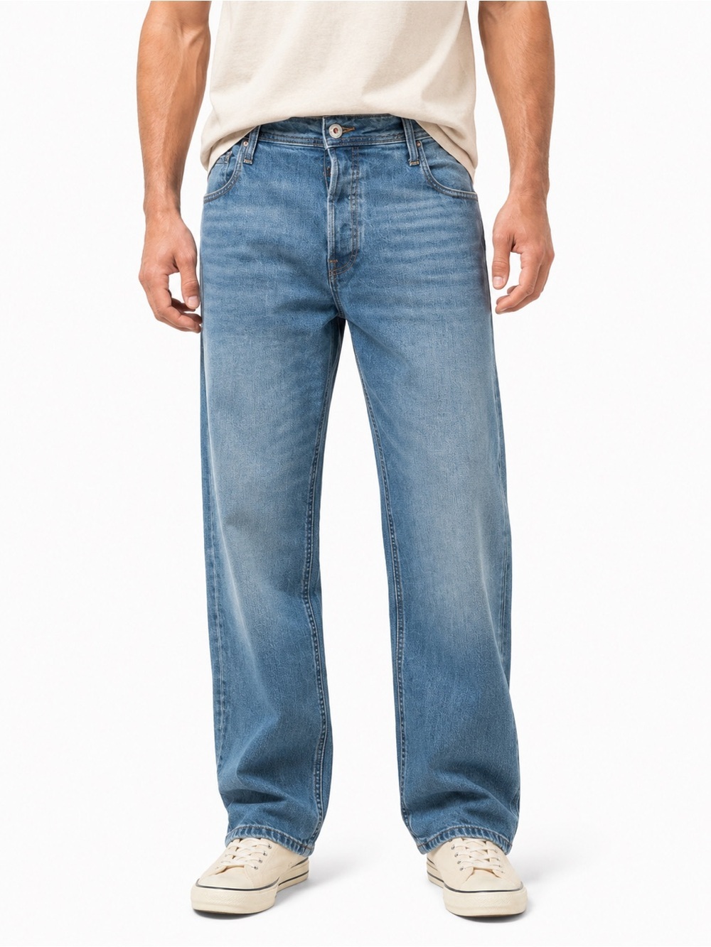 JACK & JONES Slim Straight Fit Jeans Men’s 36x32 Blue Wash Denim EUC